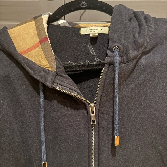 Burberry London Black and Plaid Zip Up Hoodie Womens Large - Picture 4 of 6